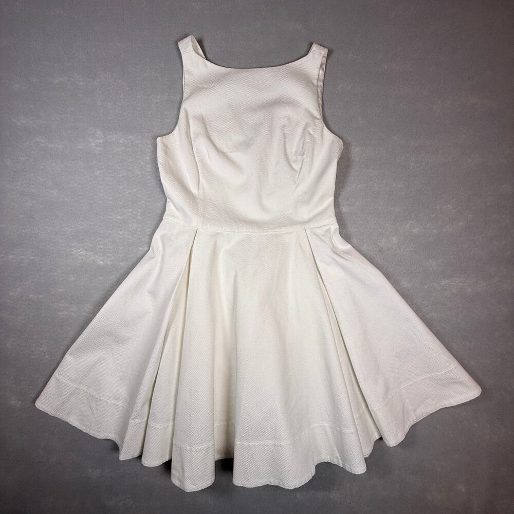 Polo Ralph Lauren White fit & flare dress - cotton textured pockets size 6